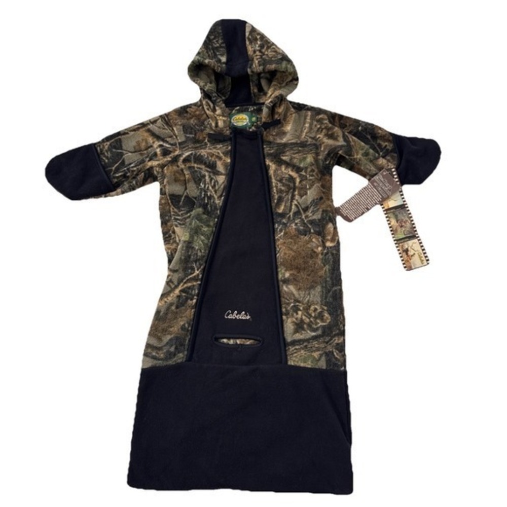 Cabela's Fleece Bunting Kids 18M Camo Black Hooded Full Zip Sleep Sack
